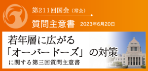 【質問主意書】　若年層に広がる「オーバードーズ」の対策に関する質問主意書