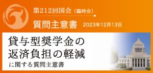 【質問主意書】　貸与型奨学金の返済負担の軽減に関する質問主意書